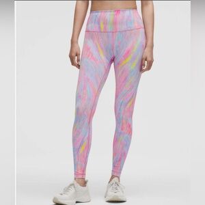 Lululemon Wunder Train High Rise leggings 28” 
Size 8
Prism Marble Multi